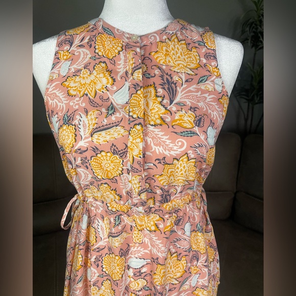 Ann Taylor LOFT Yellow Pink Boho Floral Print Sleeveless Dress Sz XS - Picture 10 of 15